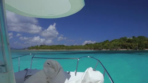 Boat view of Lindquist Beach, St Thomas Stock Footage 67351936