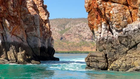 Boat view of tidal rapids at Horizontal Falls, Kimberley, Western Australia Video stock 170062088
