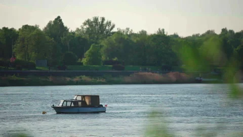 Boat on Vistula River Video stock 338324827