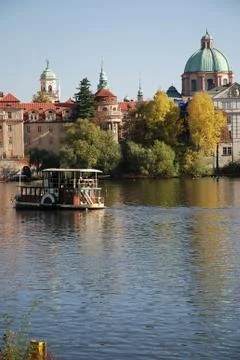 Boat in vltava river Foto stock