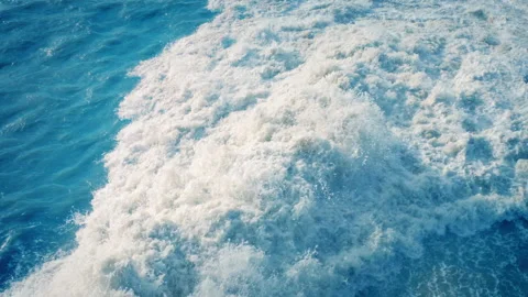 Boat Wake Churning On The Sea Stock Footage 334129454