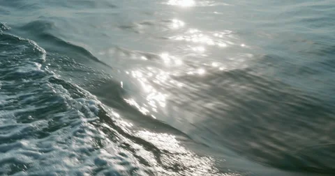 Boat Wake Close Up with Foam at 4x Slow Motion Stock Footage 343616399
