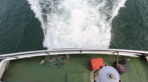 Boat wake on the lake Stock Footage 54052772
