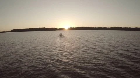 Boat Wake on Lake Stock Footage