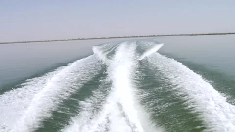 Boat wake in a lake Stock Footage 152147485