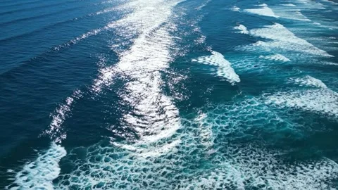 Boat Wake on Ocean Waves Stock Footage 324808015