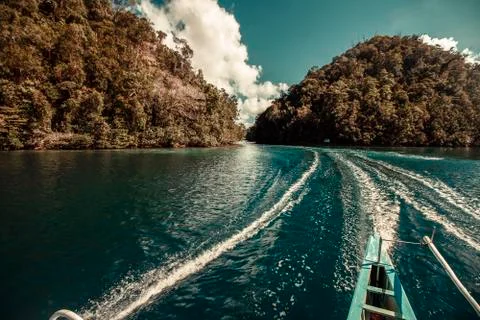 Boat wake. Stock Photos