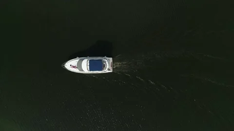 Boat for a walk on the river. Summer. Drone video Stock Footage 171250055