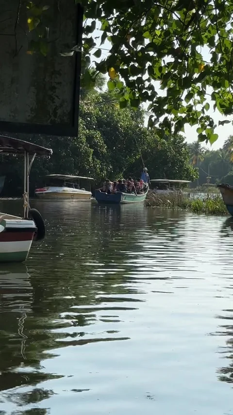 A boat for walking with passengers is approaching Stock Footage 324926677