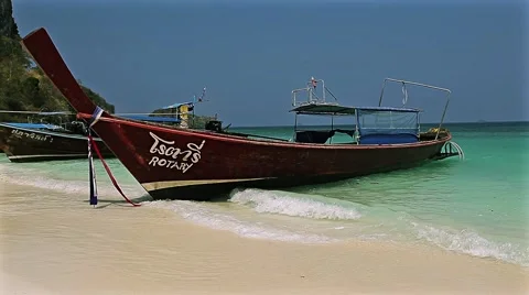 Boat wallows on the sea's waves Stock Footage 57356821