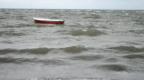 Boat in the water alone Stock Footage 10875247