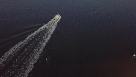 Boat in Water from Drone Stock Footage 81997610