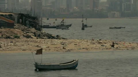 Boat in water in Mumbai. Video stock 11104152