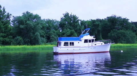 Boat In Water Smooth Tracking Video stock 41508471