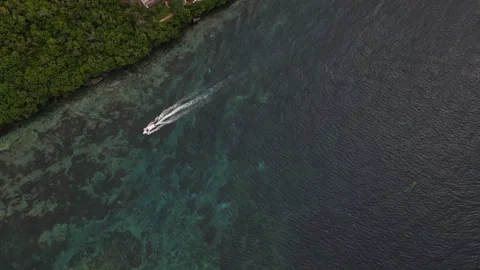 Boat on water from the top Stock Footage 235318071