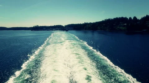 Boat water trail Stock Footage 64410438