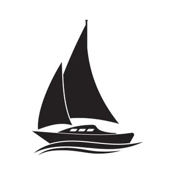 Boat on wave vector icon. Sailboat illustration. Yacht pictogram. Stock Illustration