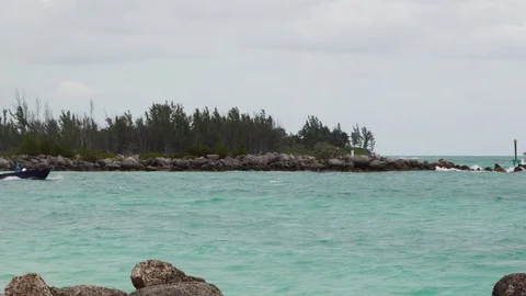 Boat on the waves of the Caribbean Stock Footage 106132103