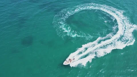 The boat on the waves Stock Footage 269131985