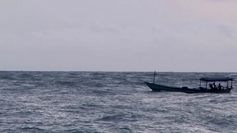 Boat on the waves1 Stock-Footage 114486372