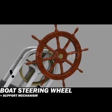 Boat wheel + support mechanism 3D Model
