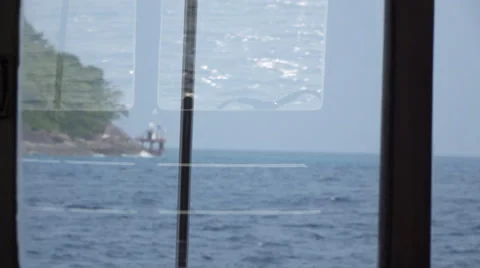 Boat window ocean slow motion Stock Footage 66242710