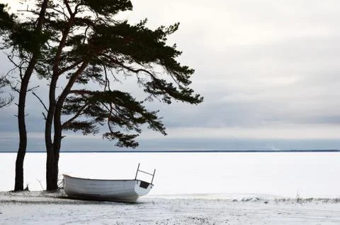Boat in winter rest Stock Photos