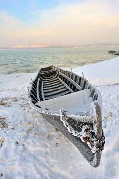 Boat in winter time Stock Photos