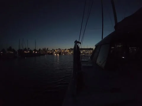 Boat Yard Sailing at Night Stock Footage 165015367