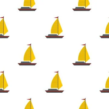Boat with yellow sail pattern seamless Stock Illustration