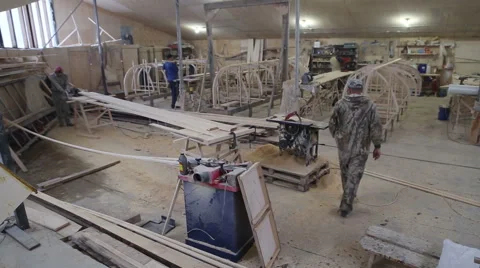 Boatbuilding at the shipyard Stock Footage 59560413