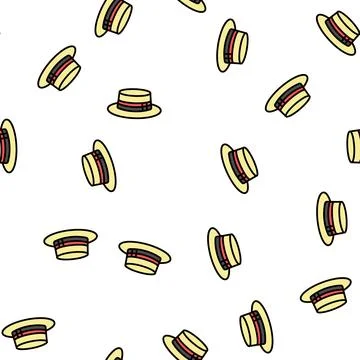 Boater hat cap vector seamless pattern Stock Illustration