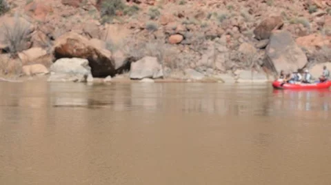 Boaters floating down the colorado river Stock Footage 48550415