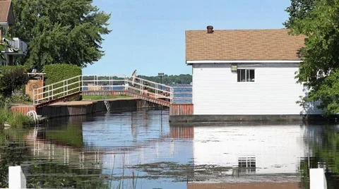 Boathouse With A Bridge Stock Footage 52273460