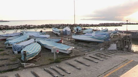 The boathouse in Chiavari Stock Footage 56786258