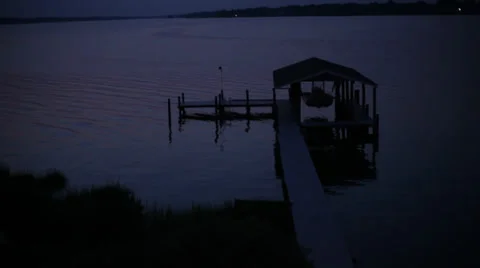 Boathouse at Night 2 Stock Footage 30385577