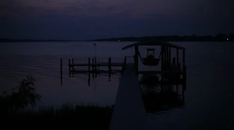 Boathouse at Night 3 Stock Footage 30385663
