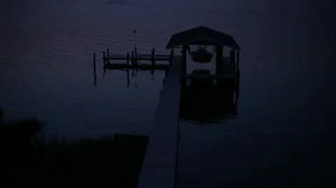 Boathouse at Night Video stock 30385233