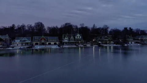 Boathouse Row at Night Vídeos de archivo 201558981
