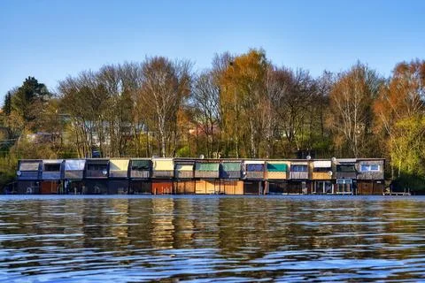 Boathouse on Schwerin sea. Stock Photos