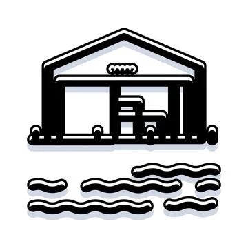 Boathouse structure by water, an isolated icon Stock Illustration