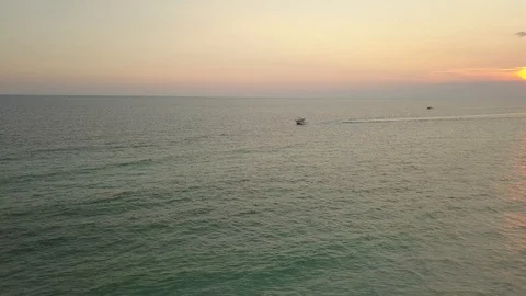 Boating Aerial at Sunset Video stock 95596415