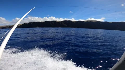 Boating along the lanai cliffs Stock Footage 158073521