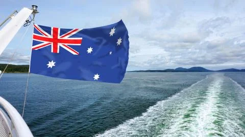 Boating with Australia Flag. Stock Photos