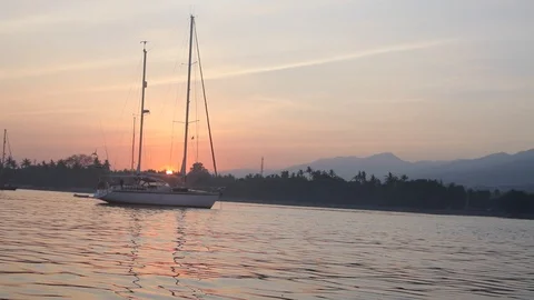 Boating in Bali at Sunrise Stock Footage 88557682