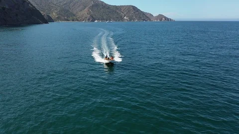 Boating on Catalina Island Coast in California Stock Footage