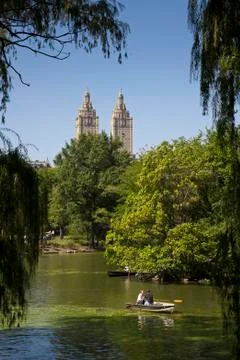 Boating in central park Stock Photos