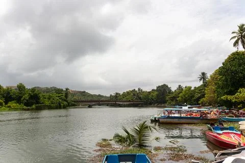 Boating Dock on Tropical Backwaters Stock Photos