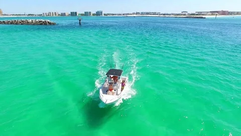 Boating in Emerald Green waters Video stock 77573050