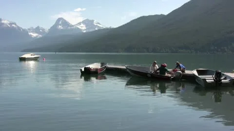 Boating in Glacier Stock Footage 9455360